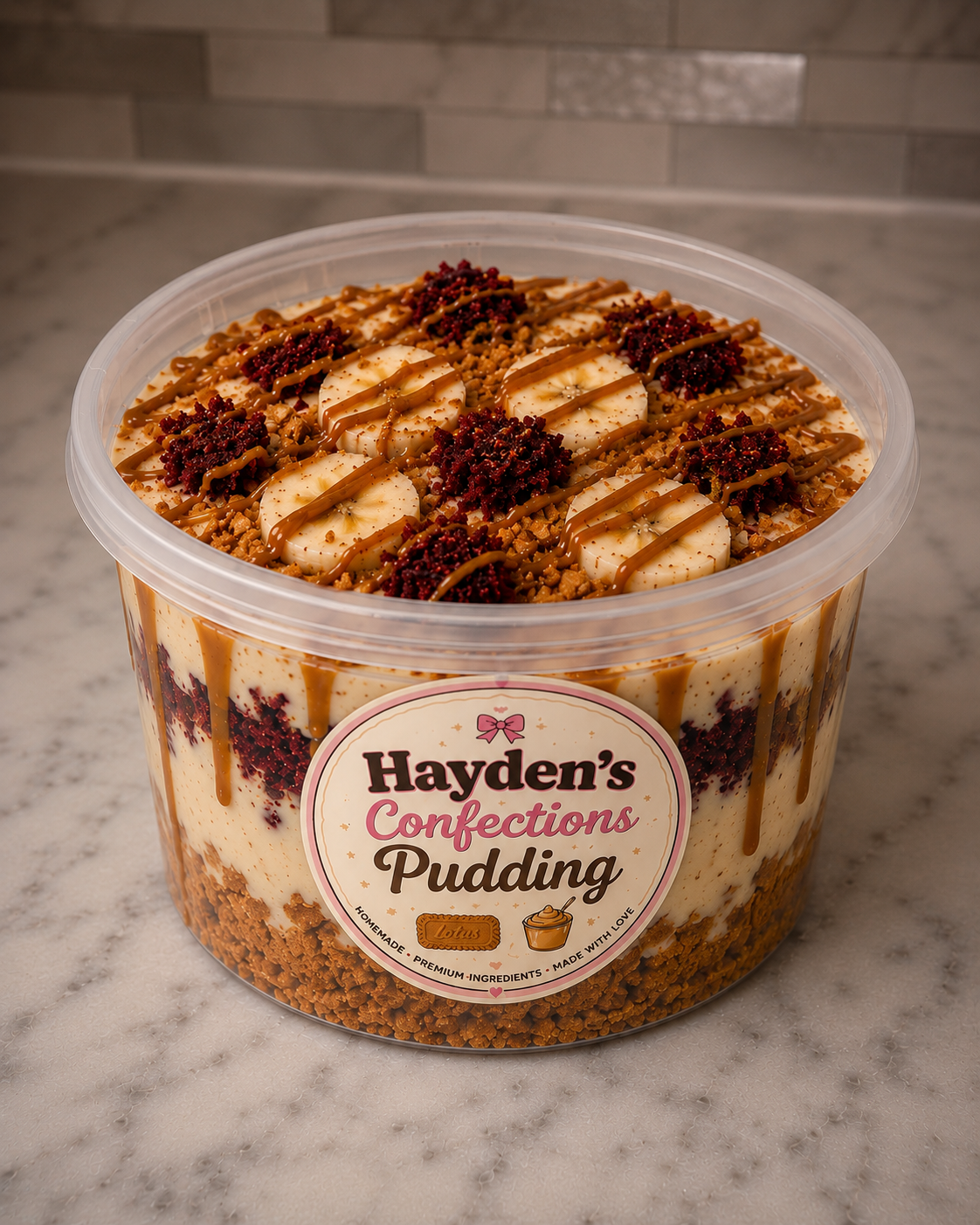 Red Velvet Cookie Butter Banana Pudding
